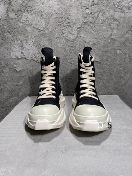 Rick Owens Drkshdw Ss25 Hollywood Abstract Sneak In Black/Milk/Milk Cotton Canvas