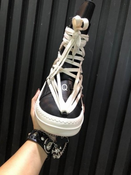 Rick Owens Inverted Triangle Leather High Top Black Sneakers