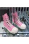 Rick Owens Sakura Pink Leather High Top  Sneakers