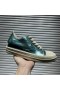 Rick Owens SS25 Hollywood Low Sneakers In Green/Milk/Milk Full Grain Calf Leather