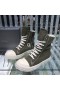 Rick Owens Drkshdw SS25 Hollywood Sneakers In Khaki Green/Milk/Milk Cotton Canvas