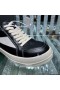 Rick Owens SS25 Hollywood Sneakers In Black/Milk/Milk Full Grain Calf Leather And Velour Suede