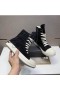 Rick Owens Black High-Top Distressed Sneakers