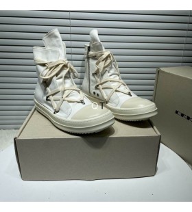 Rick Owens Drkshdw Ss25 Hollywood Hexa Sneaks In White 13oz Overdyed Denim