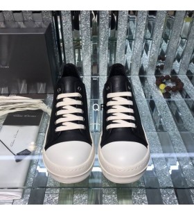 Rick Owens Low Sneakers In Black/Milk/Milk/Mousse Leather
