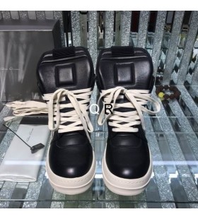 Rick Owens Geobaskets High Sneakers In Black And Milk Mousse Leather