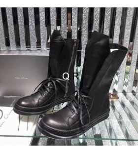 Rick Owens Knight Boots In All Black/Peached Lambskin