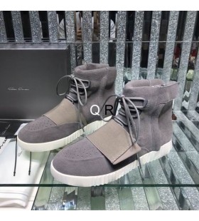 Rick Owens High-Top Work Boots In Grey/White