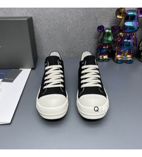 Rick Owens Drkshdw SS25 Hollywood Low Sneakers In Black/Milk/Overdyed Denim