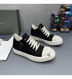 Rick Owens Drkshdw SS25 Hollywood Low Sneakers In Black/Milk/Overdyed Denim