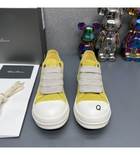Rick Owens FW25 Concordians Jumbo Lace Sneakers In Yellow/Milk/Velour Suede