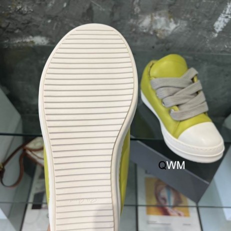 Rick Owens SS25 Hollywood Pista Jumbo de Renda do Soprador de Baixa Tênis Amarelo/Leite/Leite Metalizado Rompidos Lambkin