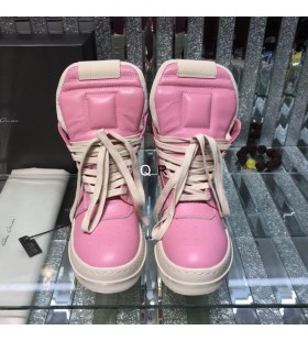 Rick Owens Tri&Atilde;&cent;ngulo Invertido Cor-De-Rosa De Couro De Alta Top T&Atilde;&ordf;nis