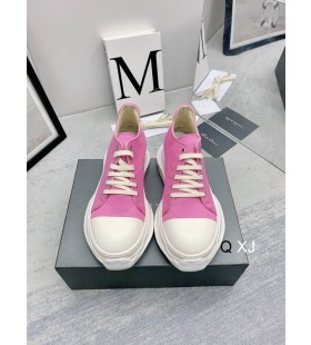 Rick Owens Drkshdw SS25 Hollywood Resumo Baixa Tênis cor-de-Rosa/Leite/Jeans Overdyed