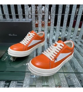 Rick Owens SS25 Hollywood T&Atilde;&ordf;nis Laranja/Leite/Leite Cheio de Gr&Atilde;&pound;os de Couro de Bezerro de Veludo E Camur&Atilde;&sect;a