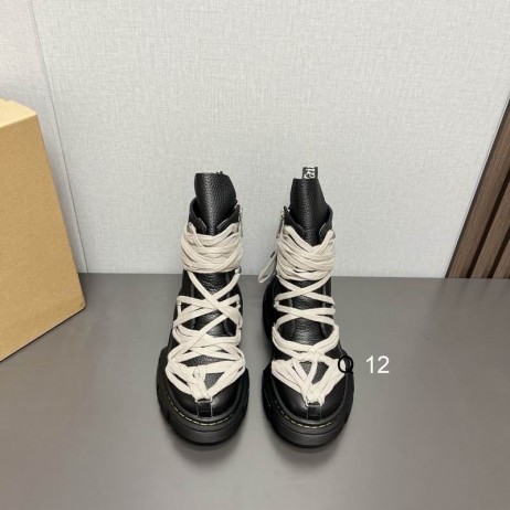 Rick Owens X Dr. Martens 1460 DMXL Megalace Csizma, Fekete Tehén Bőr