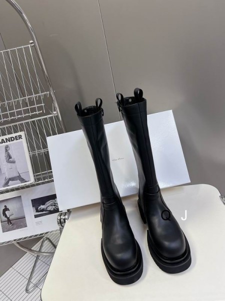 Rick Owens Rick Owens Ss25 Hollywood Húzza Bogun Fekete/Fekete Mosott Borjú Csizma