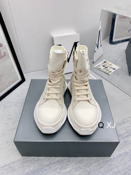 Rick Owens Drkshdw SS25 Hollywood Absztrakt Cipők A Pergamen/Tej/Tej Pamut Vászon