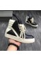Rick Owens Ss25 Hollywood Geobasket Fekete/Tej/Tej Teljes Kiőrlésű Borjú Bőr Cipők