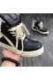 Rick Owens Ss25 Hollywood Geobasket Fekete/Tej/Tej Teljes Kiőrlésű Borjú Bőr Cipők