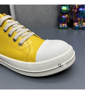 Rick Owens FW25 Concordians Sneakers In Yellow/Milk/Milk Full Grain Cow Leather