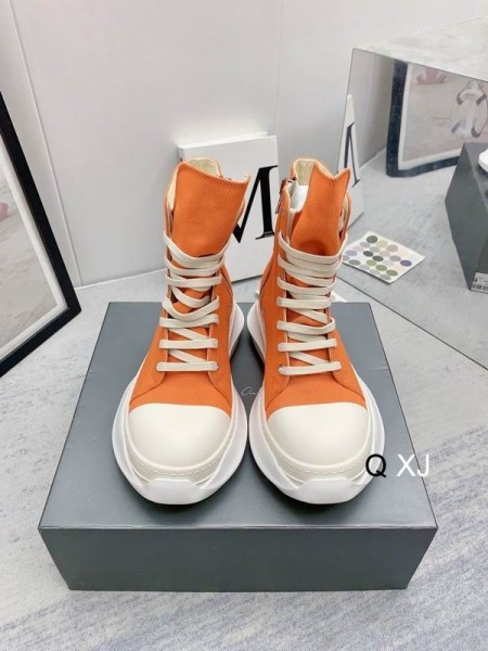 Rick Owens Drkshdw SS25 Hollywood Teibí Sneakers Oráiste/Bainne/Milk Chanbhás Cadás