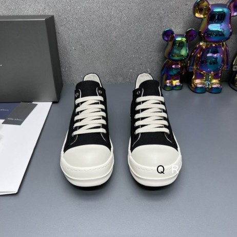 Rick Owens Drkshdw SS25 Hollywood Íseal Sneakers Dubh/Bainne/Overdyed Denim