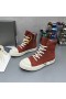 Rick Owens Ramones Sneakers In Red/Milk Velour Suede And Full Grain Calf Leather