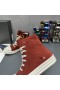 Rick Owens Ramones Sneakers In Red/Milk Velour Suede And Full Grain Calf Leather