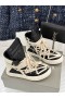 Rick Owens Drkshdw SS25 Hollywood Hexa Sneakers Dubh/Pearl/Bainne/Milk Iomlán Gráin Leathair Lao