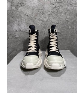 Rick Owens Drkshdw Ss25 Hollywood Teibí Sneak I Dubh/Bainne/Milk Chanbhás Cadás