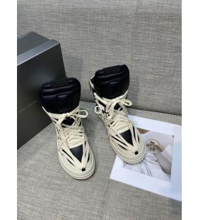 Rick Owens Triant&Atilde;&iexcl;n Inverted Leathar Ard-Barr Dubh/B&Atilde;&iexcl;n Sneakers