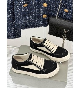 Rick Owens SS25 Hollywood Vintage Sneakers Dubh/Bainne/Overdyed Denim