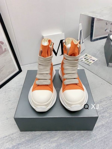 Rick Owens Drkshdw SS25 Hollywood Jumbo Lacci Astratta scarpe da ginnastica Arancione/latte/Latte in Tela di Cotone