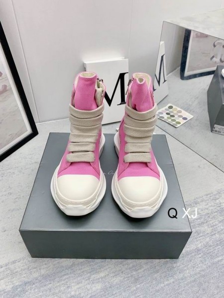 Rick Owens Drkshdw SS25 Hollywood Jumbo Lacci Astratta scarpe da ginnastica Rosa/latte/Latte in Tela di Cotone