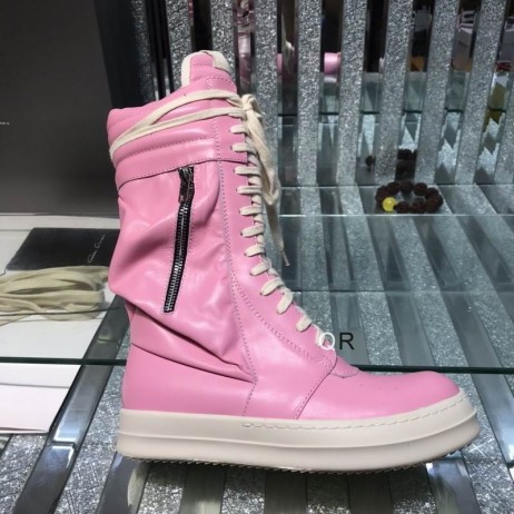 Rick Owens Rosa Zip-Dettagli In Pizzo-Up Stivali