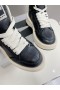 Rick Owens Converse X Drkshdw Turbowpn Bue In Nero In Pelle Pieno Fiore Scarpe Da Ginnastica Vendita