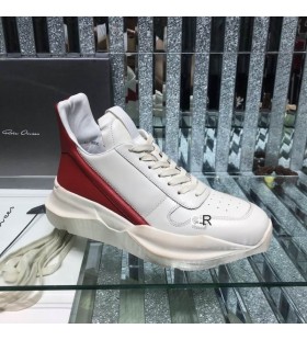 Rick Owens Ss25 Hollywood Geth Runner Nel Latte/Rosso Pelle Di Vitello Pieno Fiore Scarpe Da Ginnastica