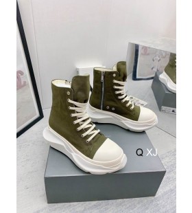 Rick Owens Drkshdw SS25 Hollywood Abstract Sneakers Verde Kaki/latte/Latte in Tela di Cotone