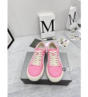 Rick Owens SS25 Hollywood Vintage scarpe da ginnastica Rosa/Latte/Latte di Vitello Pieno fiore in Pelle E Camoscio Velour