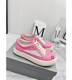 Rick Owens SS25 Hollywood Vintage scarpe da ginnastica Rosa/Latte/Latte di Vitello Pieno fiore in Pelle E Camoscio Velour