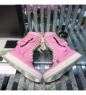 Rick Owens Rosa Zip-Dettagli In Pizzo-Up Stivali