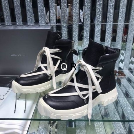 Rick Owens Drkshdwトラクター黒プシューズブラック-ホワイトスニーカー