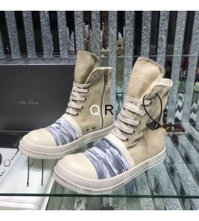 Rick Owens Drkshdw SS25ラップハースのホームページ、パーチメント/ライトグレーシワク/Overdyedデニム