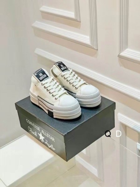 Rick Owens Drkshdw DBL Drkstar OKSE X-Converse Sneakers I Naturlige/Elfenben