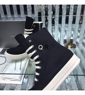 Rick Owens Drkshdw SS25 Hollywood Sneakers I Svart/Melk/Melk Bomull