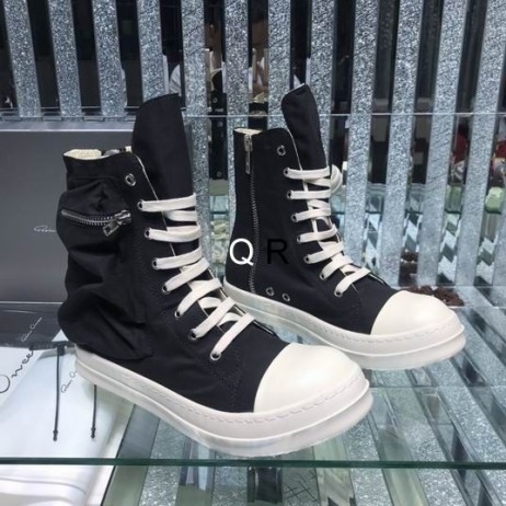 Buty Do Biegania Rick Owens Drkshdw Z Czarnego /Mleczny Tkaniny Bawełnianej Z Boku Na Zamek Błyskawiczny