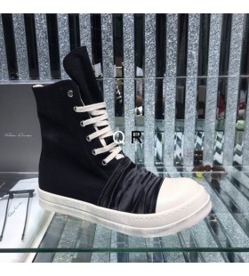Wysokie trampki Rick Owens Drkshdw SS25 Z zapachem Czarne / Czarne Fałdy / Mleczny / Ukrytych Denim