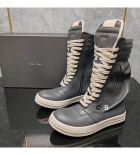 Rowerzysta buty Rick Owens ze sk&Atilde;&sup3;ry z wysokiej piszczel&Auml;&hellip; szaro&Aring;&rsaquo;ci
