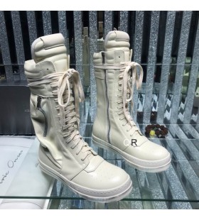 Bia&Aring;&sbquo;e buty Rick Owens na zamek i sznurowane